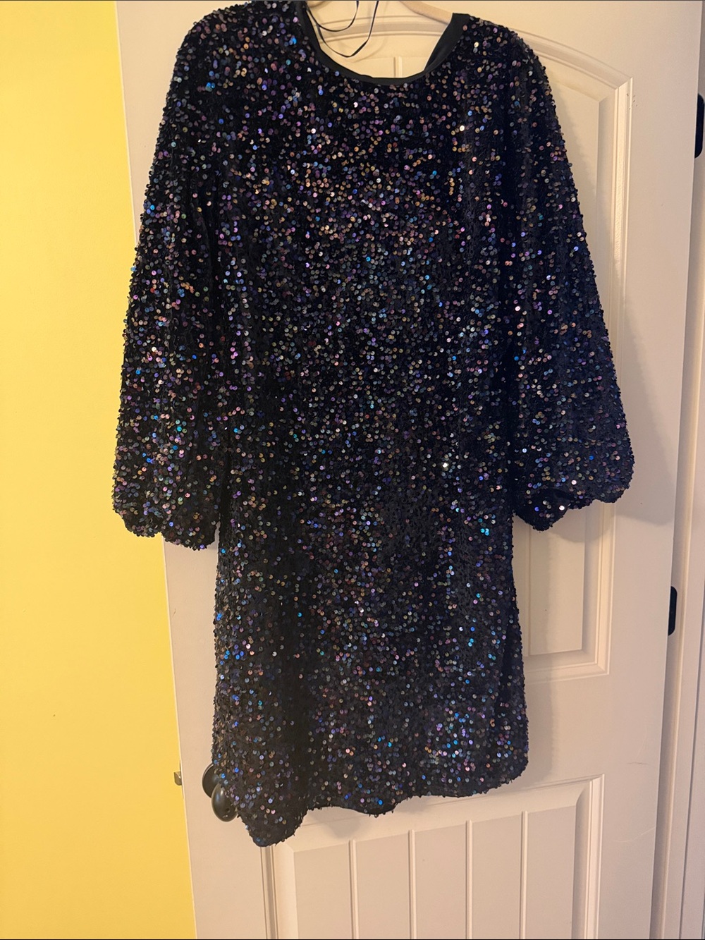 Black Iridescent Sequin Cocktail Dress